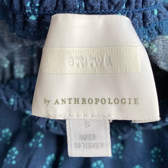 Anthropologie Ett:Twa Blue Kaleo Boho Floral Print Off The Shoulder Romper - Picture 12 of 14